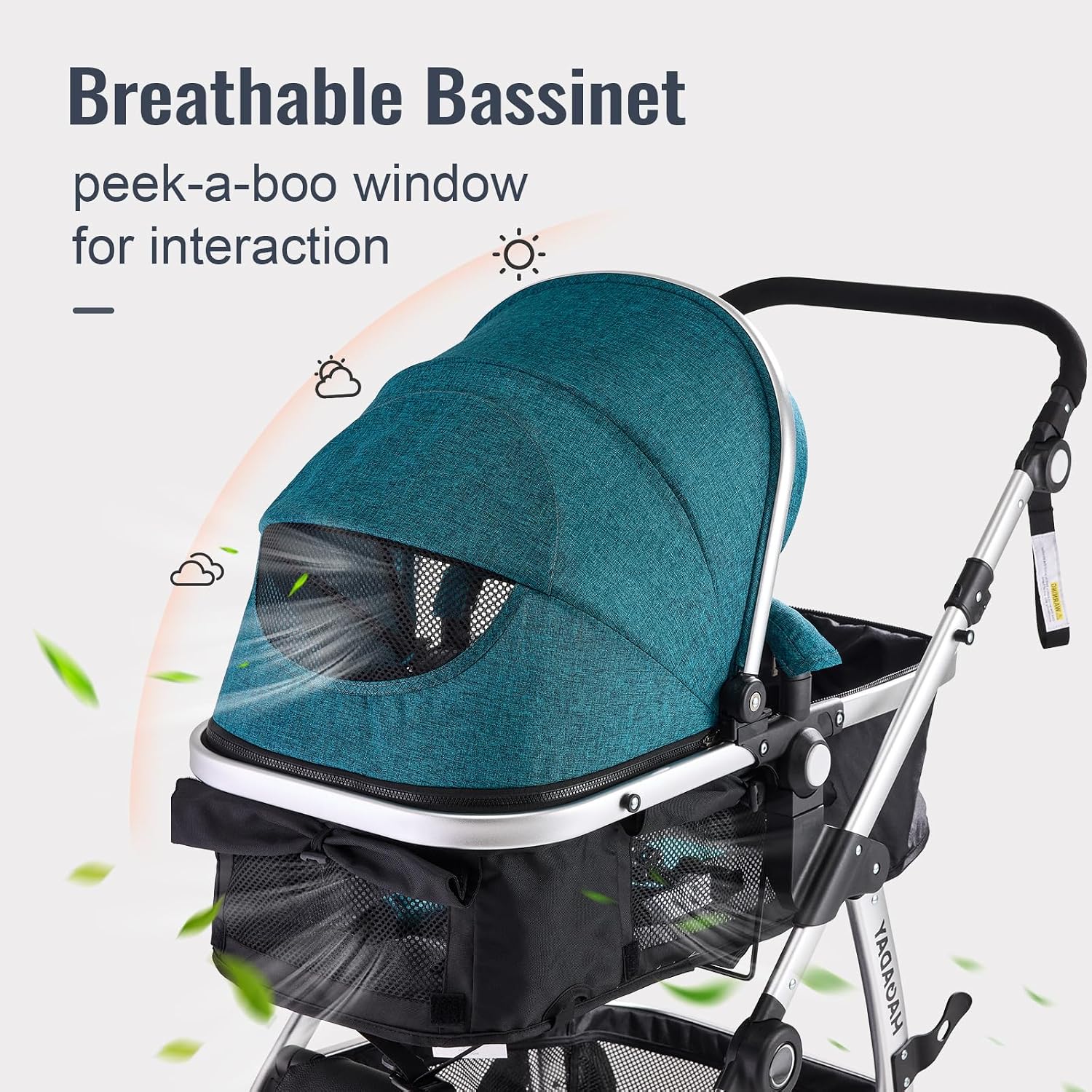 Hagaday Baby Stroller, 2-in-1 Reversible Toddler Seat with Bassinet Mode, Foldable Infant Stroller with Canopy, One Button Brake, Adjustable Handle, Newborn Pushchair(Blue)