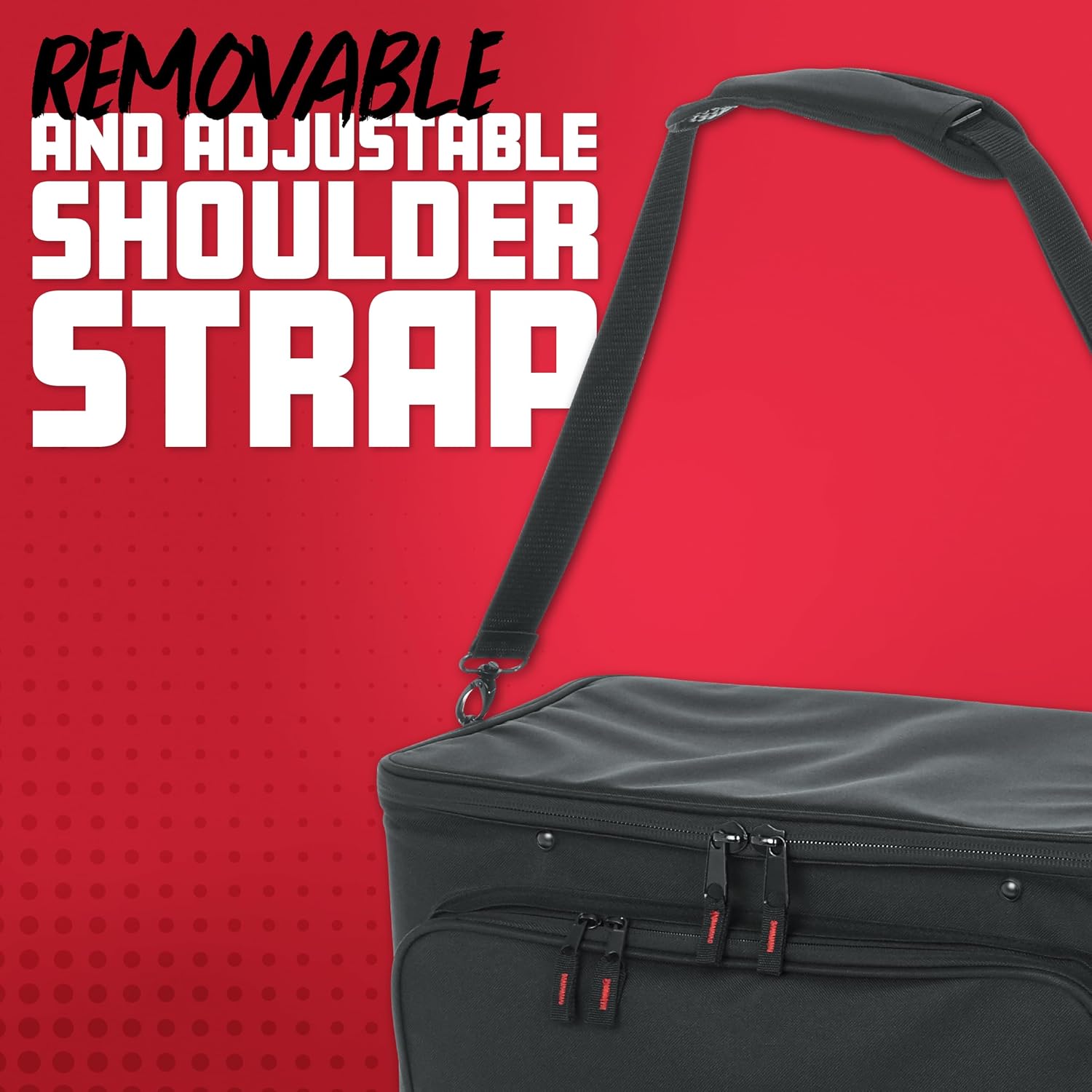 Gator Cases Lightweight Rack Bag with Removable Shoulder Strap, Pull handle, and Wheels, 2U Rack - 12.5' Rackable Depth (GR-RACKBAG-2UW)