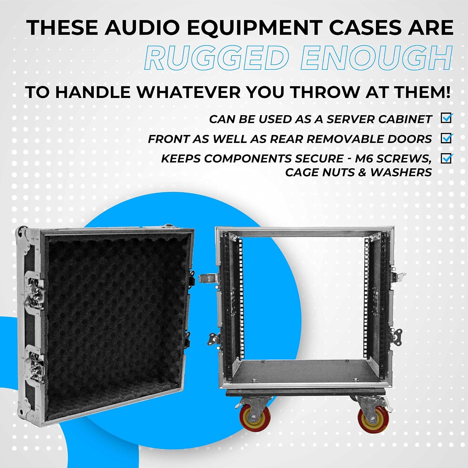 Seismic Audio Speakers Heavy Duty 10 Space ATA Rack Case with 4 Inch Casters, Pro Audio DJ Rack, 10U Server Network Case