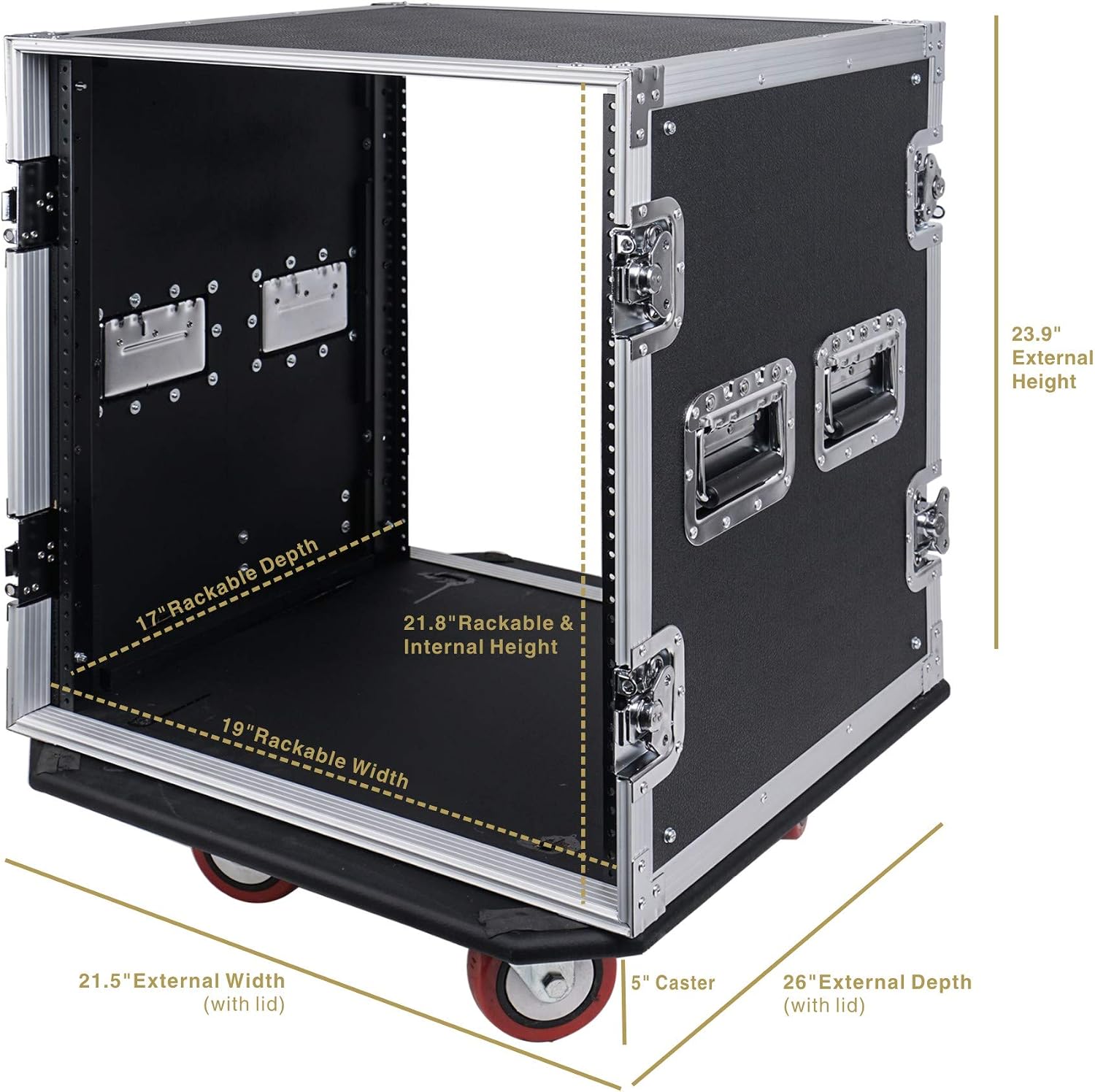 Sound Town PA DJ Combo with 12U Rack/Road ATA Case w/Casters, One 10 Outlet AC Power Conditioner/Sequencer (STRC-12PSA28)