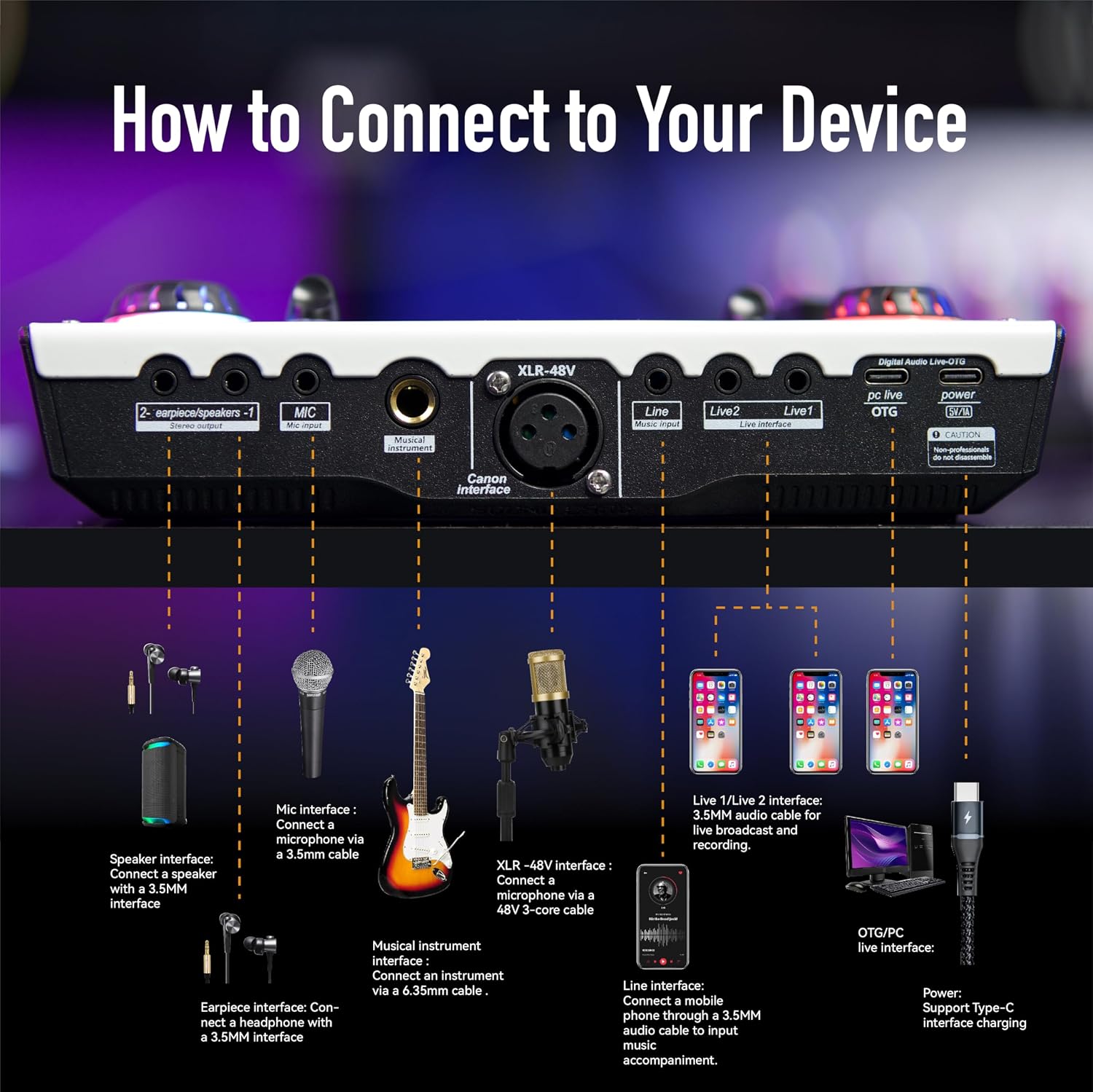 HICALL C100 PRO - P15 Mixing Console Sound Card Microphone Kit - Smart Noise Cancellation, Voice Effects, Long Battery, Cross-Platform