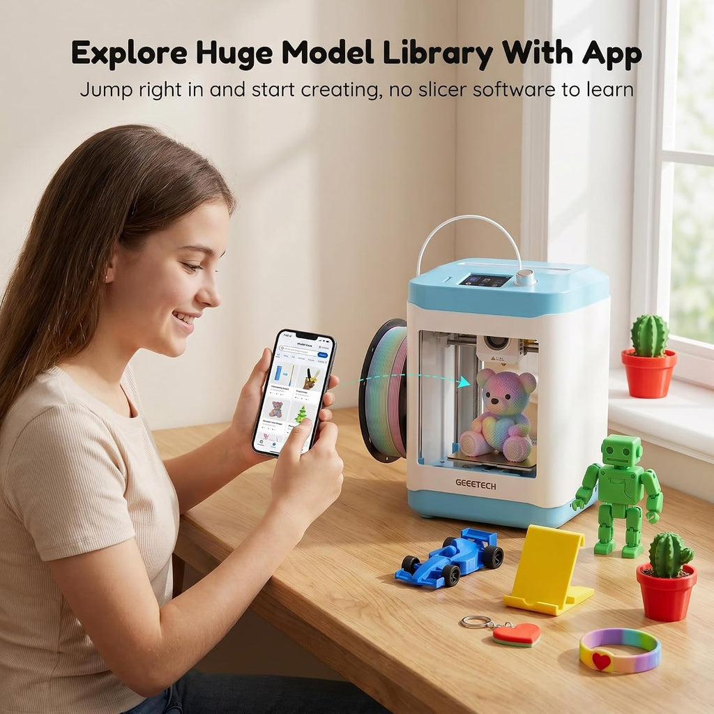 M1S Mini 3D Printer for Kids & Beginners, Perfect STEM Gift Wi-Fi App Control, Smart Auto Leveling, Precise & High Speed Printing, Direct Drive Extruder, Compatible with PLA/TPU Filament