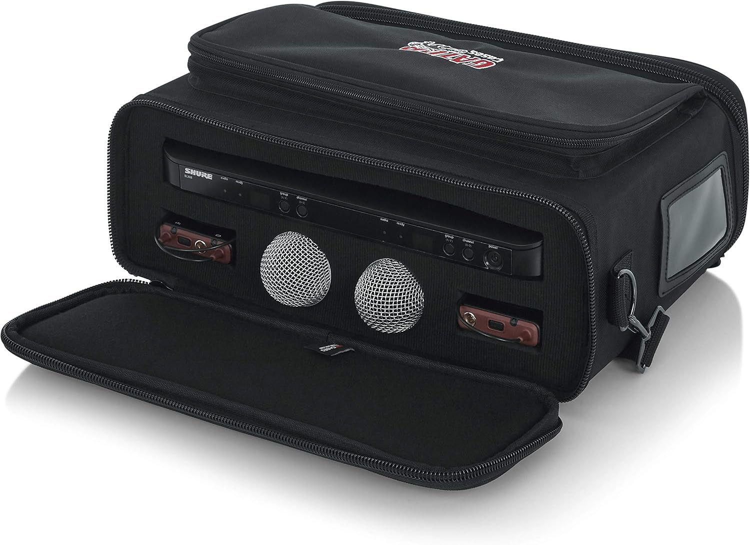 Gator Cases Padded Carry Bag to Hold Shure BLX Style Wireless System with (2) Microphones and (2) Body Packs, (GM-DUALW)