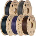 Creality Carbon Fiber Filament 1.75mm Bundle 5KG for K1C, 3D Printer Hpyer PLA-CF Filament Bundle for High Speed 50-300mm/s, Black+Dark Green+Greyish Yellow+Ochre+Purple