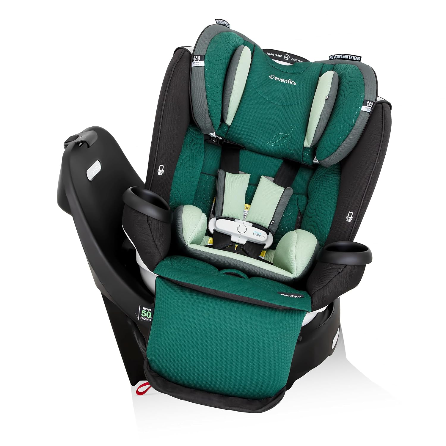 Evenflo Gold Revolve360 Extend All-in-One Rotational Car Seat with Green & Gentle Fabric (Emerald Green)