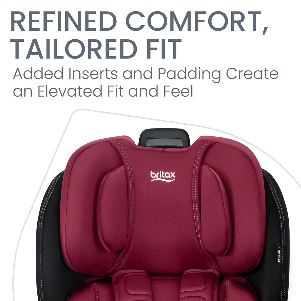 Britax Poplar S Convertible Car Seat, 2-in-1 Car Seat Extended Rear Facing, 17' Slim Car Seat Design with Fast & Easy ClickTight Installation, Anti-Rebound Bar & SafeWash Fabrics — Ruby Onyx