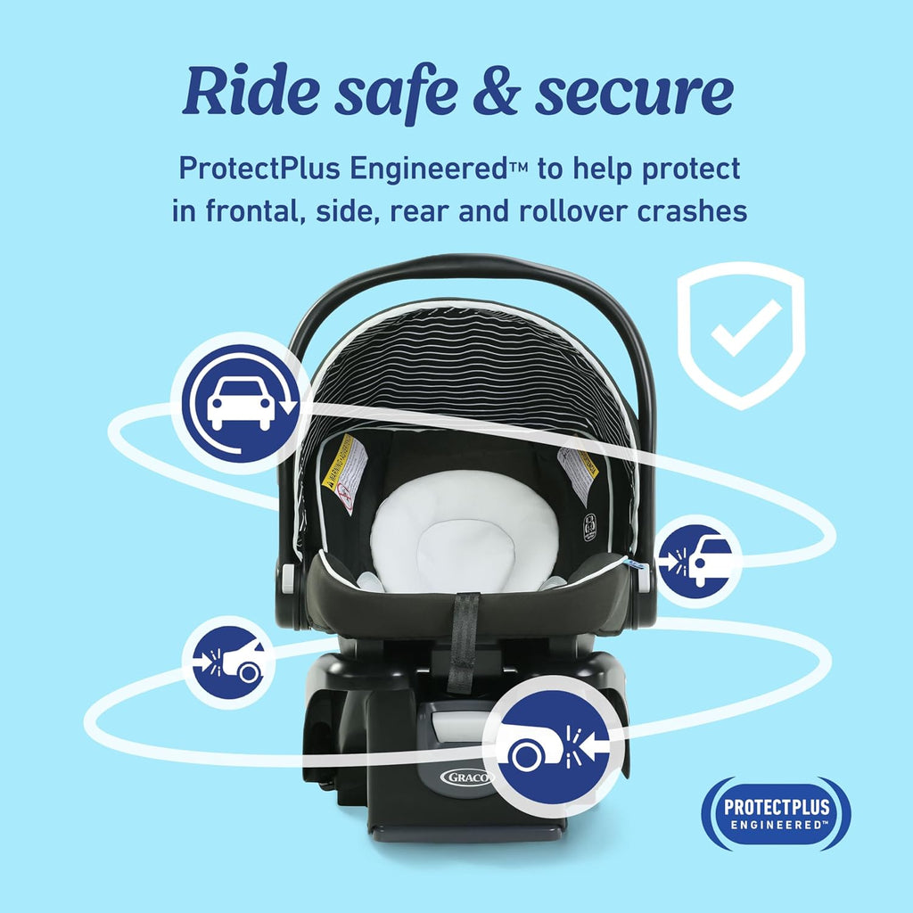 Graco® SnugRide Lite LX Infant Car Seat, Lightweight Rear-Facing Seat for Babies 4–30 lb, 4-Position Adjustable Base, LATCH Installation & ProtectPlus Engineered, Studio