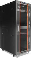 37U Home Server Rack Cabinet – 19' Floor Standing Network Rack, 32' Deep Homelab Rack with Locking Glass Door, Cooling Fans, PDU & Shelf for NAS, Router, Switch and AV Equipment