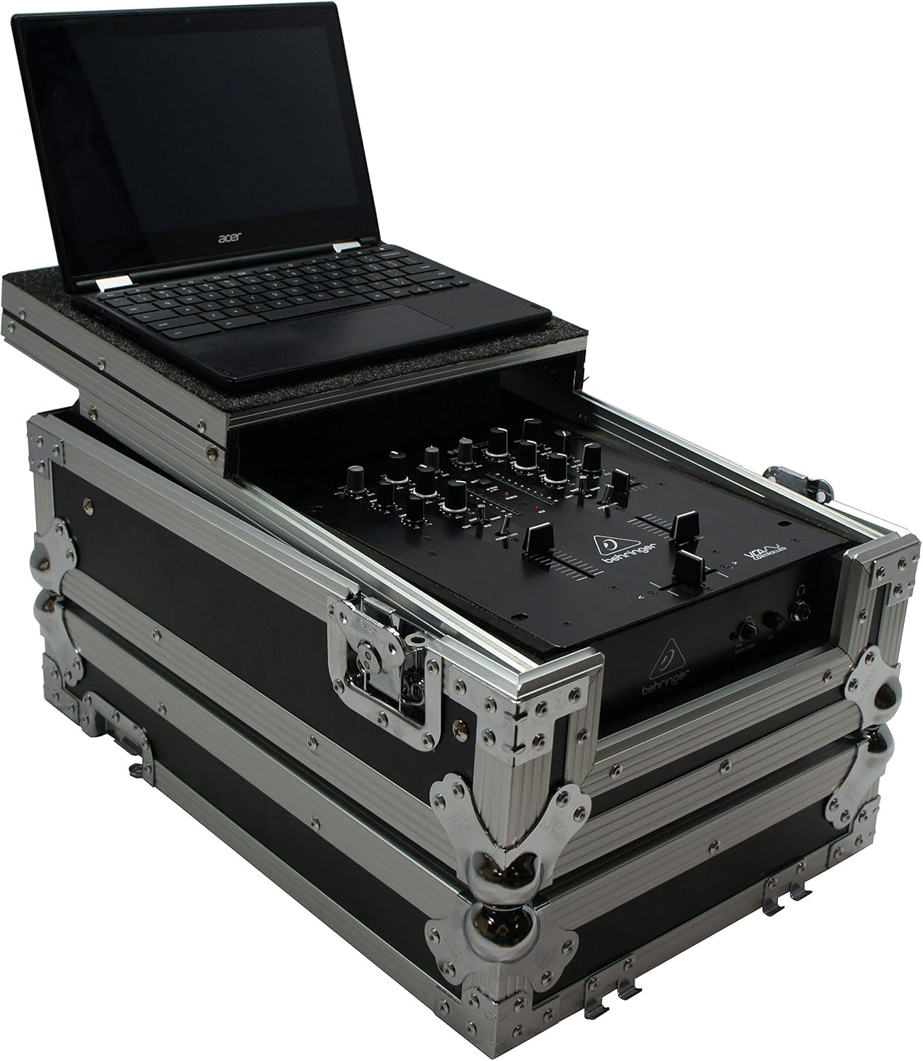 Harmony Audio HC10MIXLT Flight DJ Laptop Glide 10' Mixer Case Compatible with Behringer VMX100USB