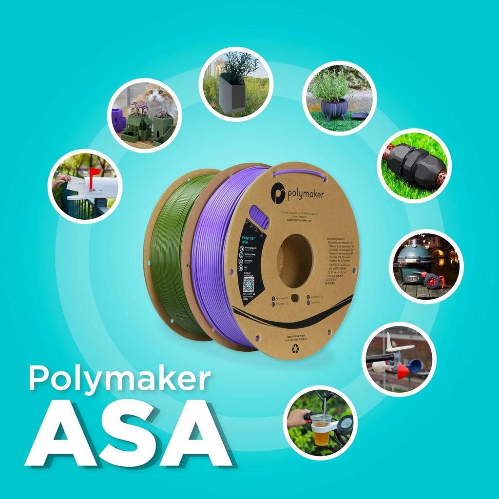 Polymaker ASA Filament 1.75mm White, 5kg ASA 3D Printing Filament, Heat & Weather Resistant - ASA 3D Printer Filament Perfect for Printing Outdoor Functional Parts
