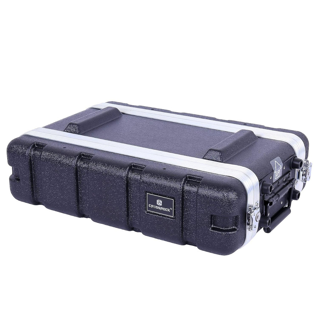 Crossrock Stackable 2U Rack Case, Strong Molded with Heavy Duty Hardware, Shallow 14.25' Depth(CRA8602US)