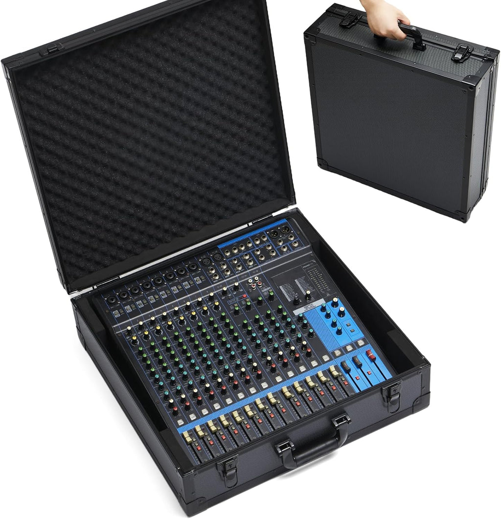 Mixer Case for Yamaha MG16XU/ MG20XU | Protective Hard Shell Carrying Storage Gig Bag Case for Mackie ProFX16V3 / Tascam Model 16 with EVA Foam | Fits Mixer Size up to 19.7'' X 17.4' X 5.2'