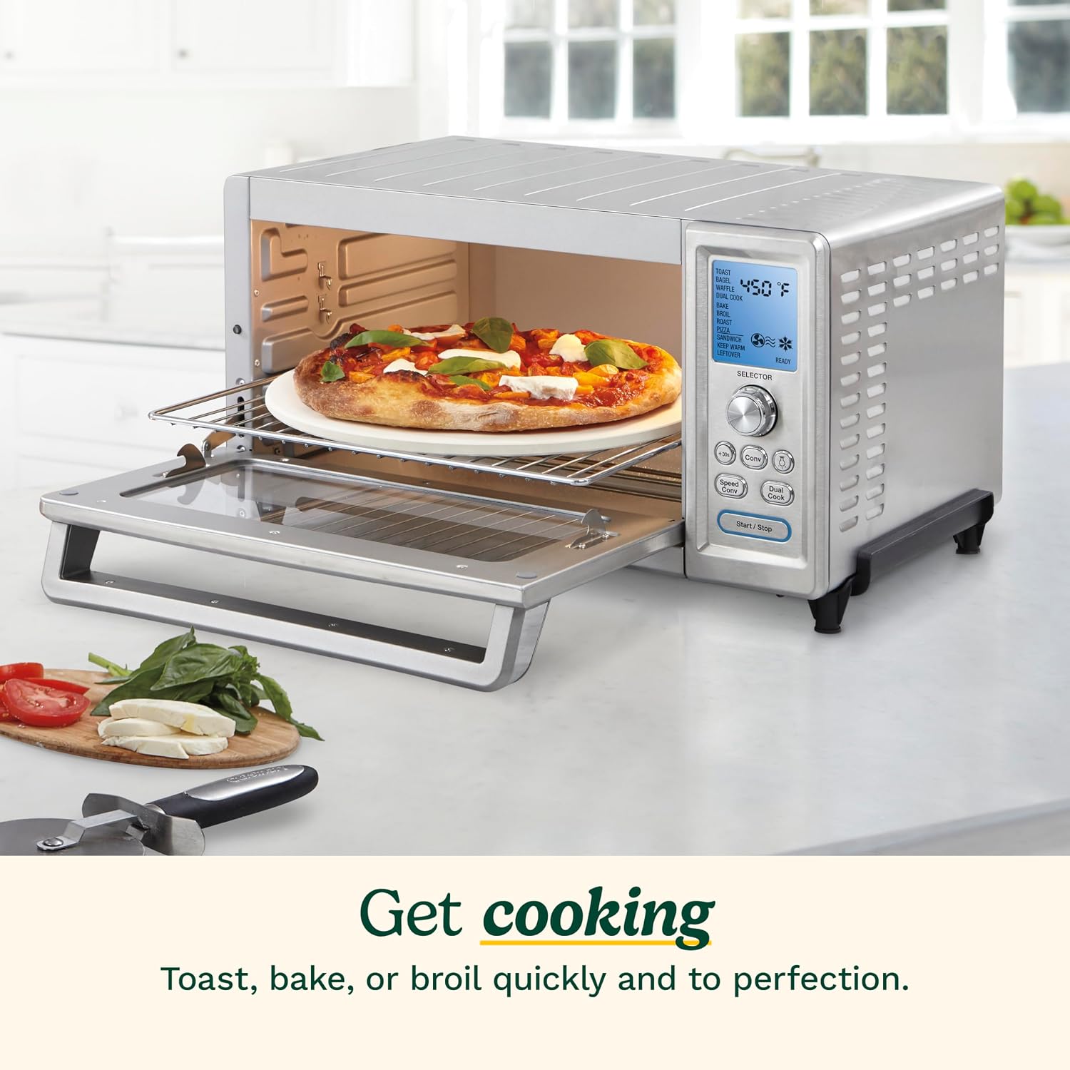 Cuisinart Chef's Convection Toaster Oven, 1800-Watt Electric Oven with 15 Cooking Functions, Fits 13' Pizza, 9'x13' Baking Pan, and Full-Size Chicken, Nonstick Interior, TOB-260N1NAS, Stainless Steel