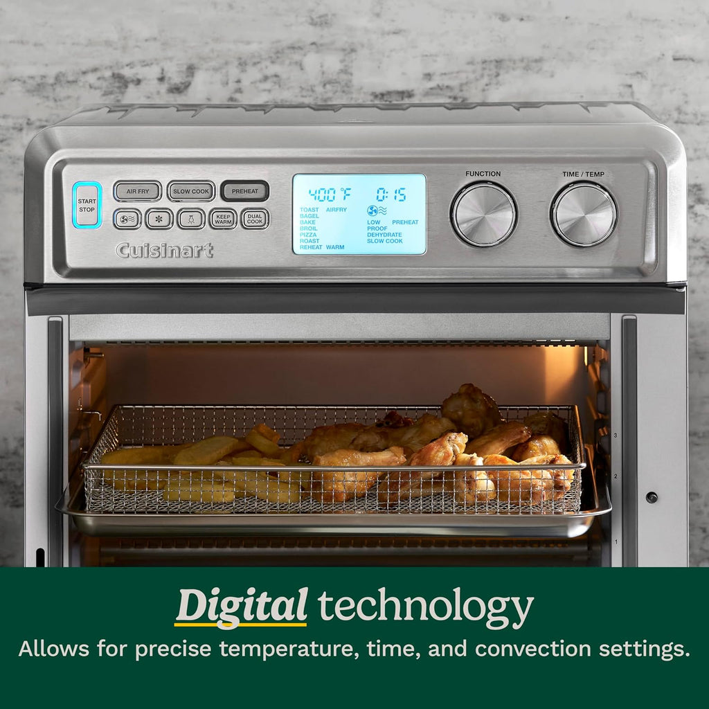 Cuisinart Air Fryer Toaster Oven with Extra-Large Capacity, 1800W Stainless Steel Oven with Digital Display, Bake, Broil, Roast & Air Fry Options, Adjustable Temperature, TOA-95NAS