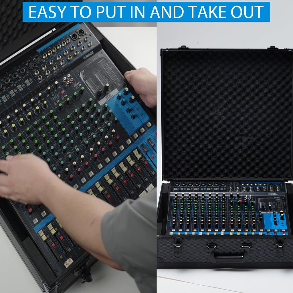Mixer Case for Yamaha MG16XU/ MG20XU | Protective Hard Shell Carrying Storage Gig Bag Case for Mackie ProFX16V3 / Tascam Model 16 with EVA Foam | Fits Mixer Size up to 19.7'' X 17.4' X 5.2'