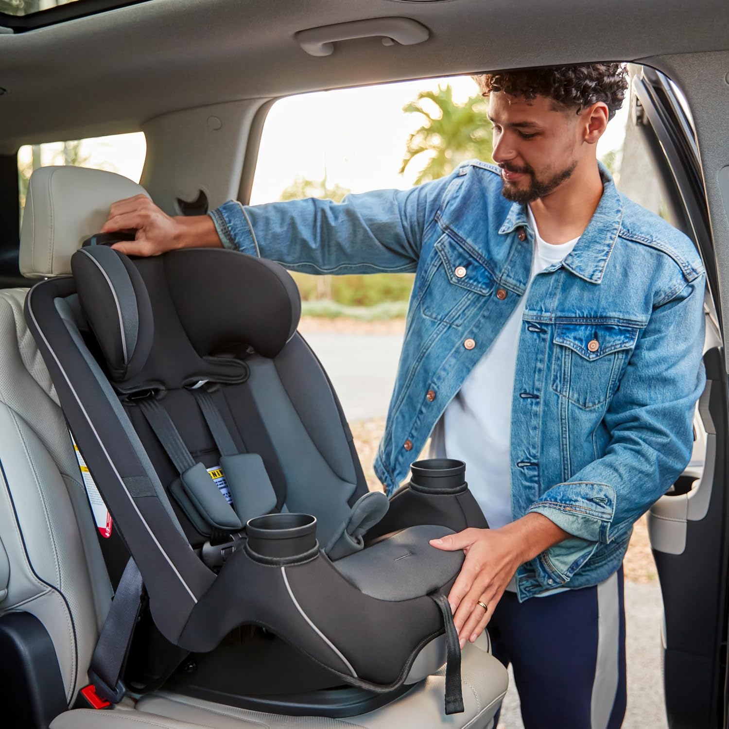 Safety 1st Grow and Go All-in-One Slim Convertible Car Seat, Rear Facing, 5-40 lbs, Forward Facing (30–65 lbs), High Back Booster Seat 40-100 pounds, Iron Frost