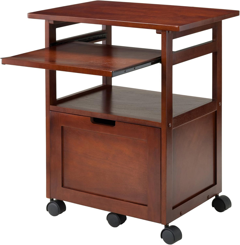 Winsome Piper 3-Shelf Wood Mobile Printer Stand, Brown (94427)