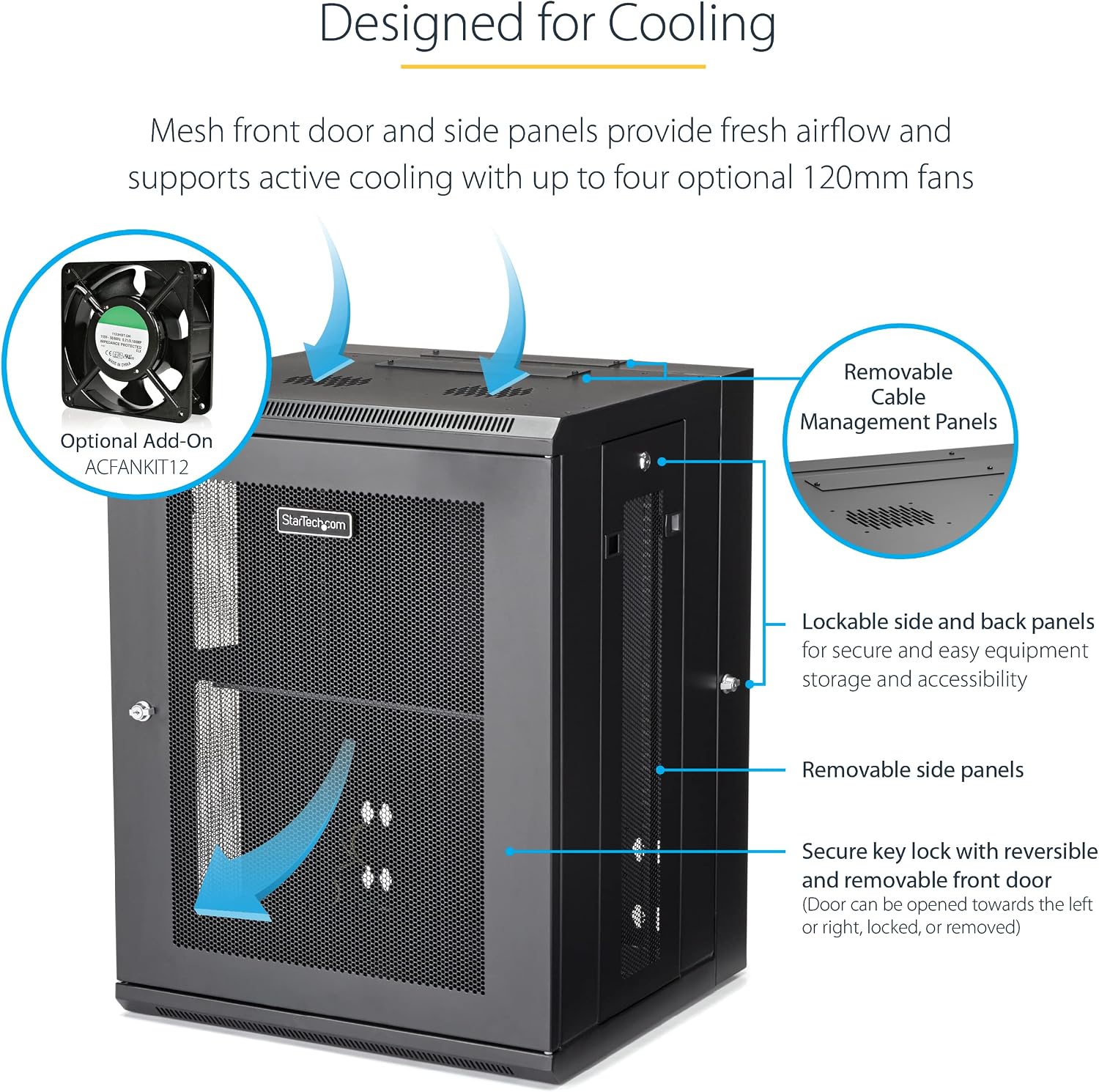 StarTech 4-Post 15U Wall Mount Network Cabinet w/ 1U Shelf, 19' Wall-Mounted Server Rack Kit for IT / Data Computer Equipment, Ships Fully Assembled