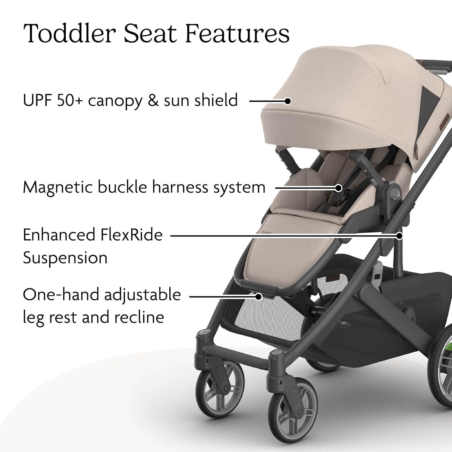 UPPAbaby Cruz V3 Stroller - from Birth + Car Seat Compatible - Full-Size, Reversible Seat - Infant Insert, Bug and Rain Shields Included - Ada - (Sandstone Mélange/Carbon Frame/Chestnut Leather)