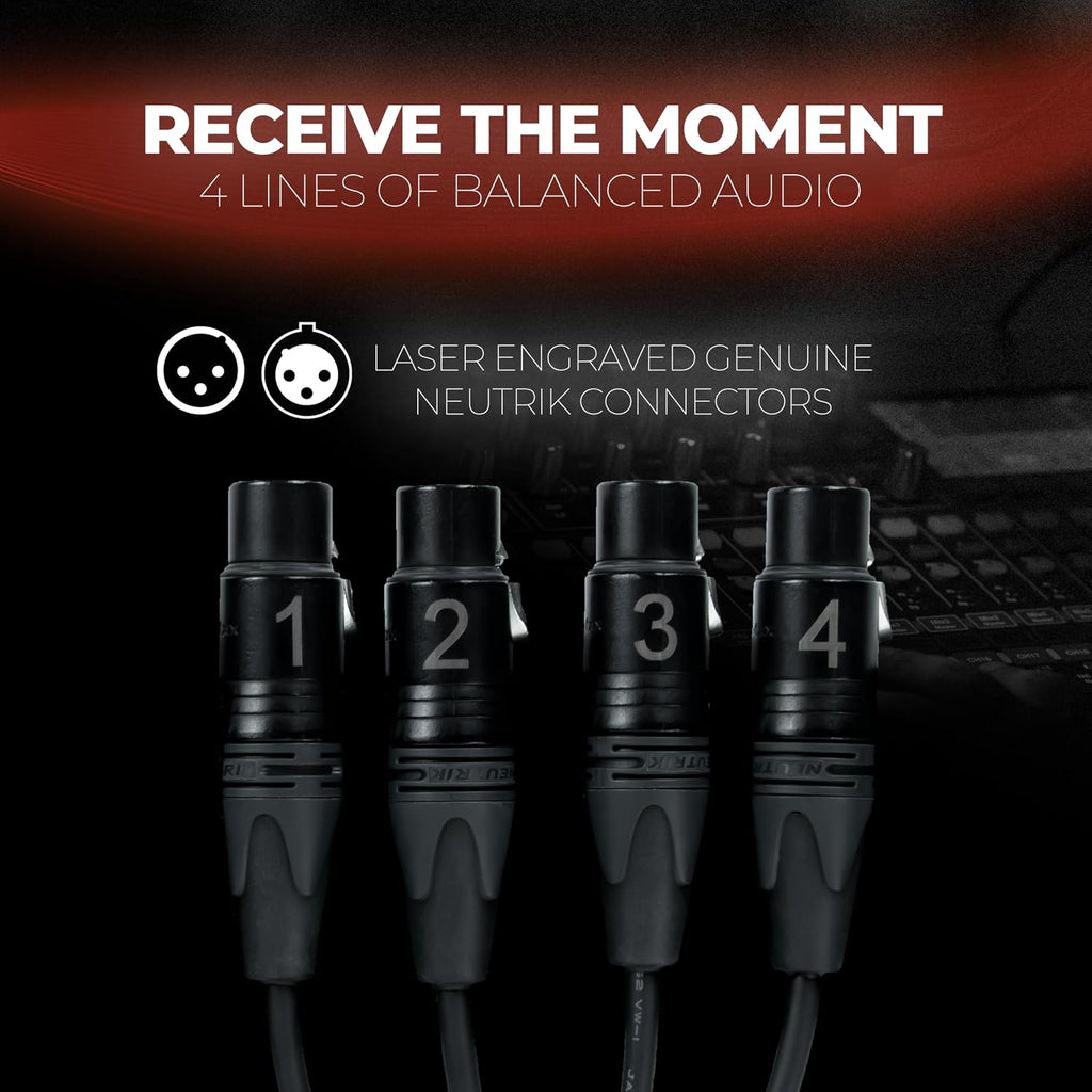 Sound Tools CAT Tails Female – 4 Channel XLR to RJ45 Adapter – Analog Audio Over CAT5e/6/7 – Neutrik Connectors – Mogami AES3 Grade Cable – Durable Aluminum Housing for Stage, Studio & Live Sound