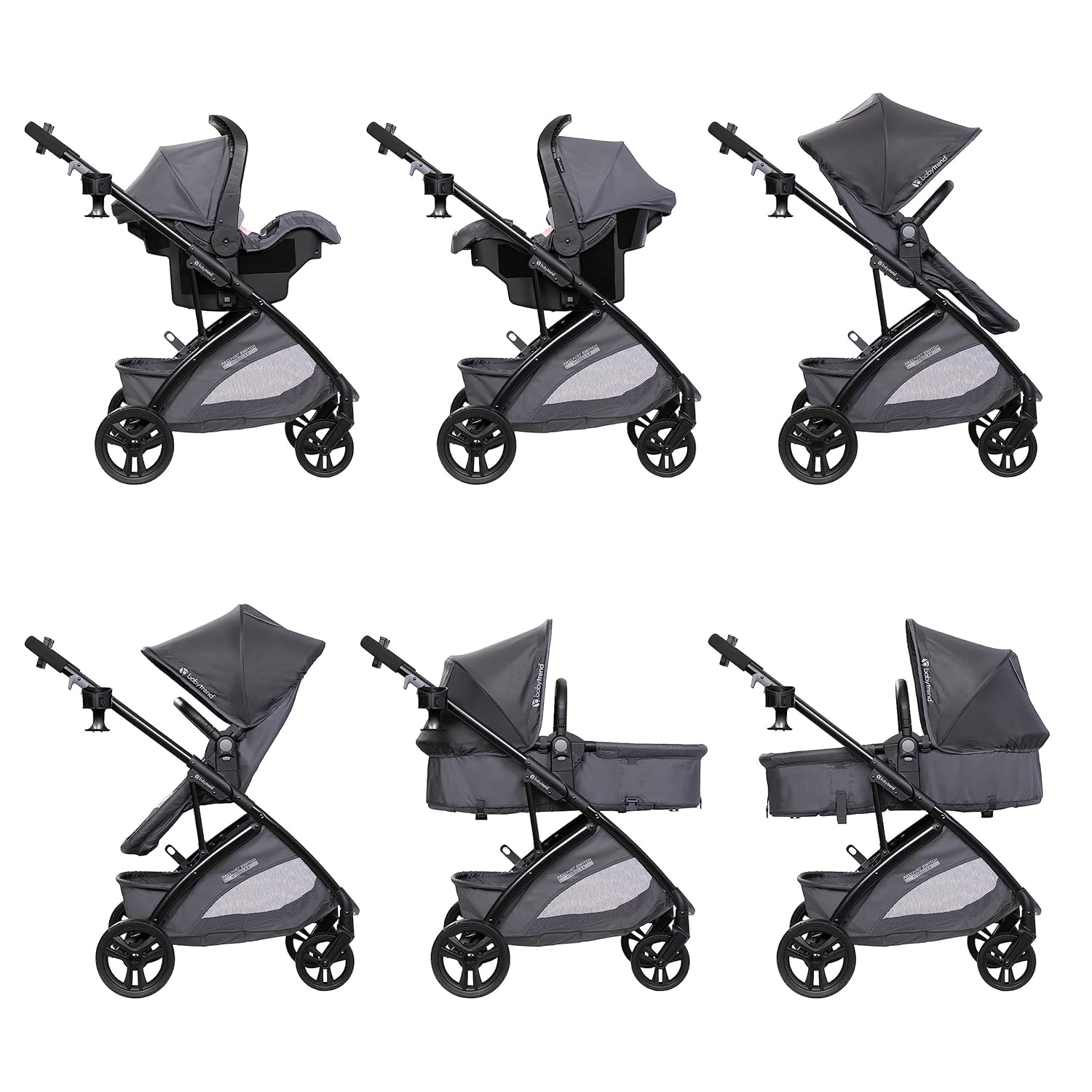 Baby Trend Passport® Switch 6-in-1 Modular Stroller Travel System with EZ-Lift™ Plus Infant Car Seat, Dash Pink