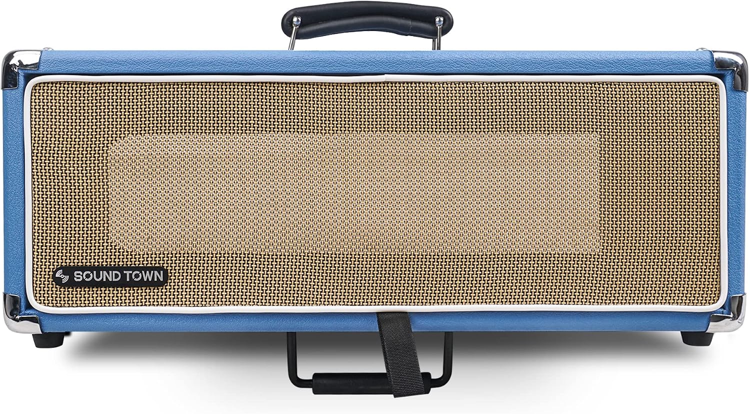 Sound Town Vintage 3U Amp Rack Case, 12.5' Depth with Rubber Feet, Dust Cover, Kickstand, Beau Blue (STVRC-3BL)