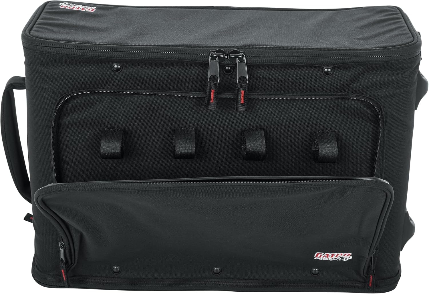Gator Cases Lightweight Rack Bag with Removable Shoulder Strap, Pull handle, and Wheels, 2U Rack - 12.5' Rackable Depth (GR-RACKBAG-2UW)
