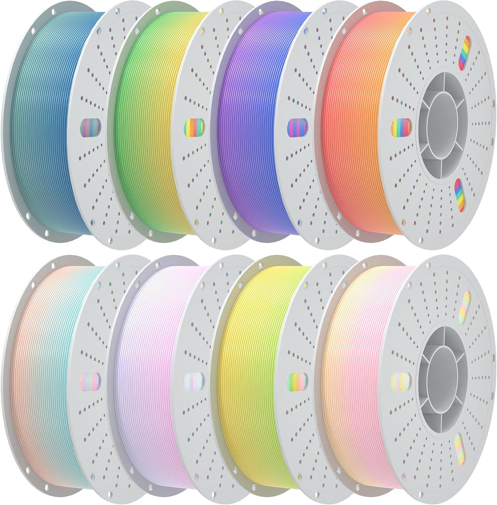 PINBALL Silk Rainbow PLA 3D Printer Filament 1.75mm Shiny Multi-Color Changing Filament 3D Printing PLA Filament Dimensional Accuracy +/- 0.02mm 8 KG 8 Colors