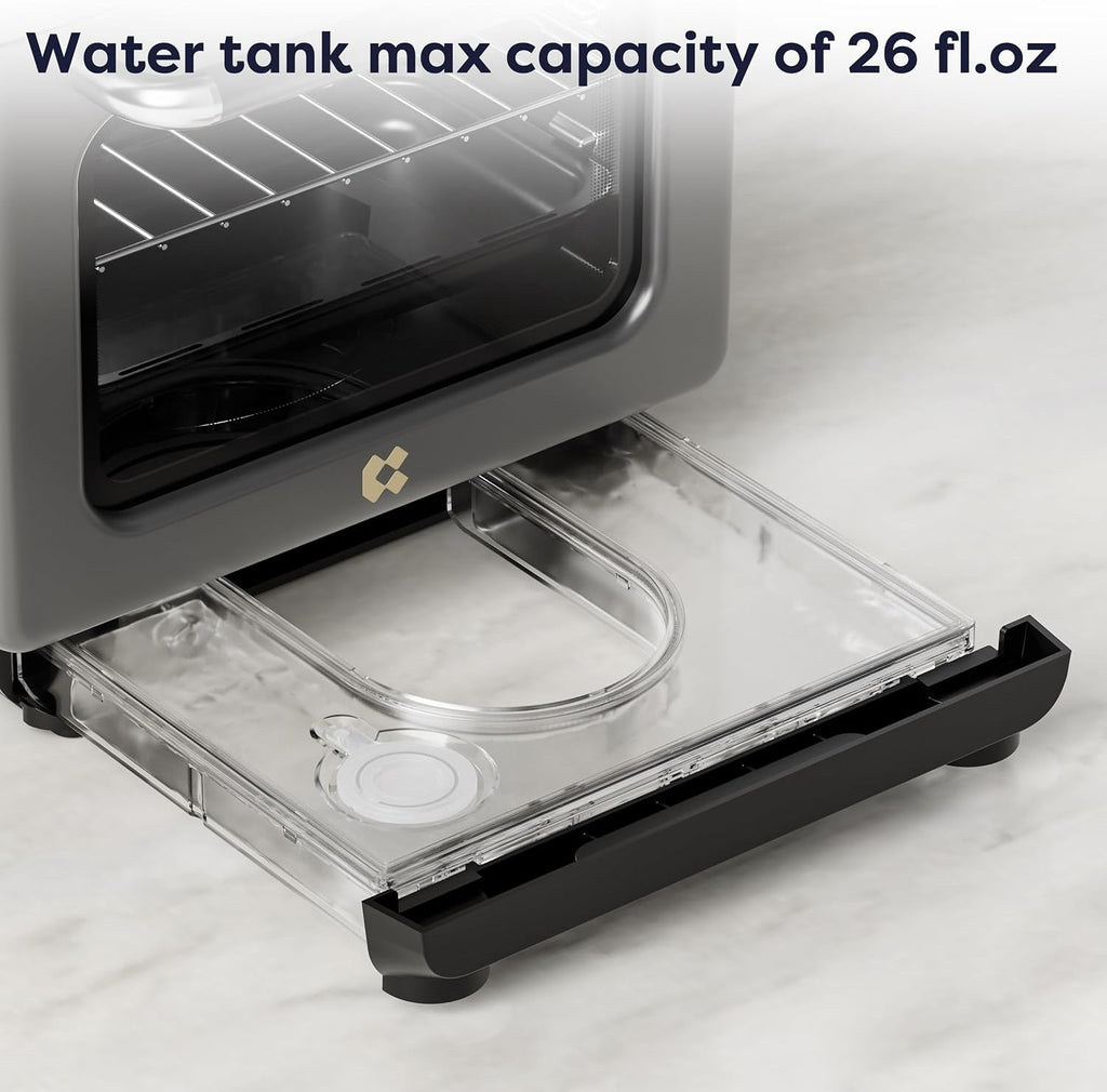 CIARRA 8-in-1 Steam Oven Countertop with Air Fryer, 13QT Mini Convection Toaster Oven with Steam, Rapid Steam, Air Fry, Vapor Bake, Steam Clean, Bake, Dried, Ferment, Grey