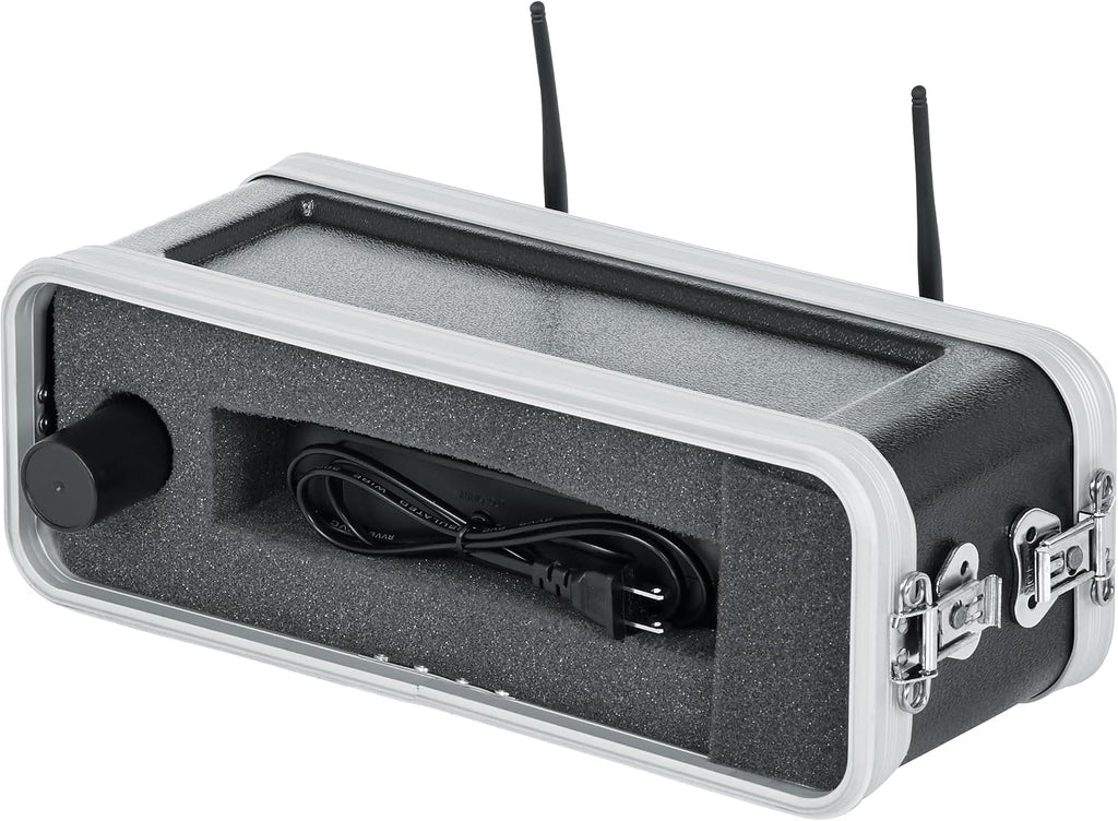 Gator Cases Single Wireless Microphone System Case, Live-in Style Holds Reciever, Body Pack, and Microphone with Antenna Access (GM-1WP)