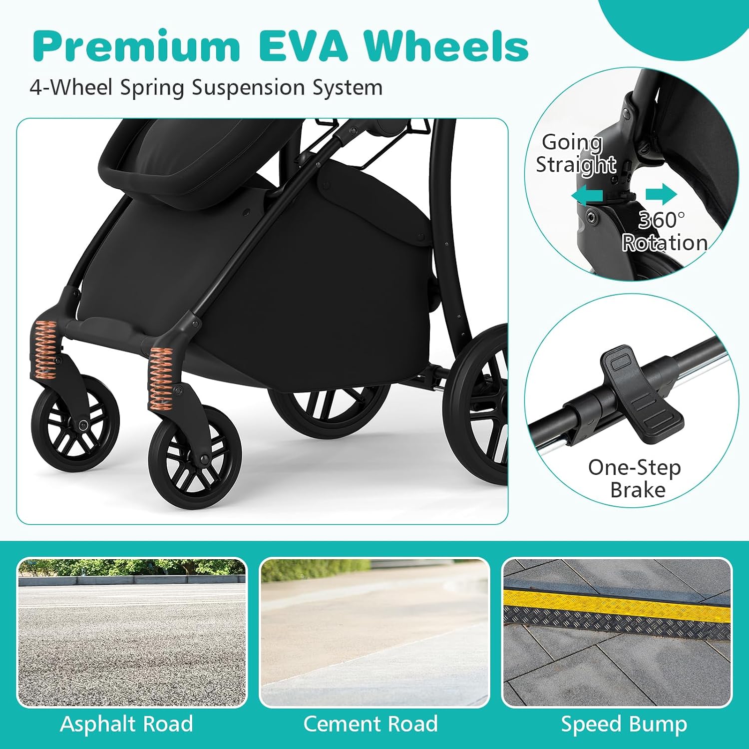 BABY JOY 2 in 1 Baby Stroller, High Landscape Convertible Bassinet Stroller with Reversible Seat, Adjustable Backrest & Canopy, Foldable Pushchair Pram Stroller for Newborn Toddler 0-36 Months (Black)