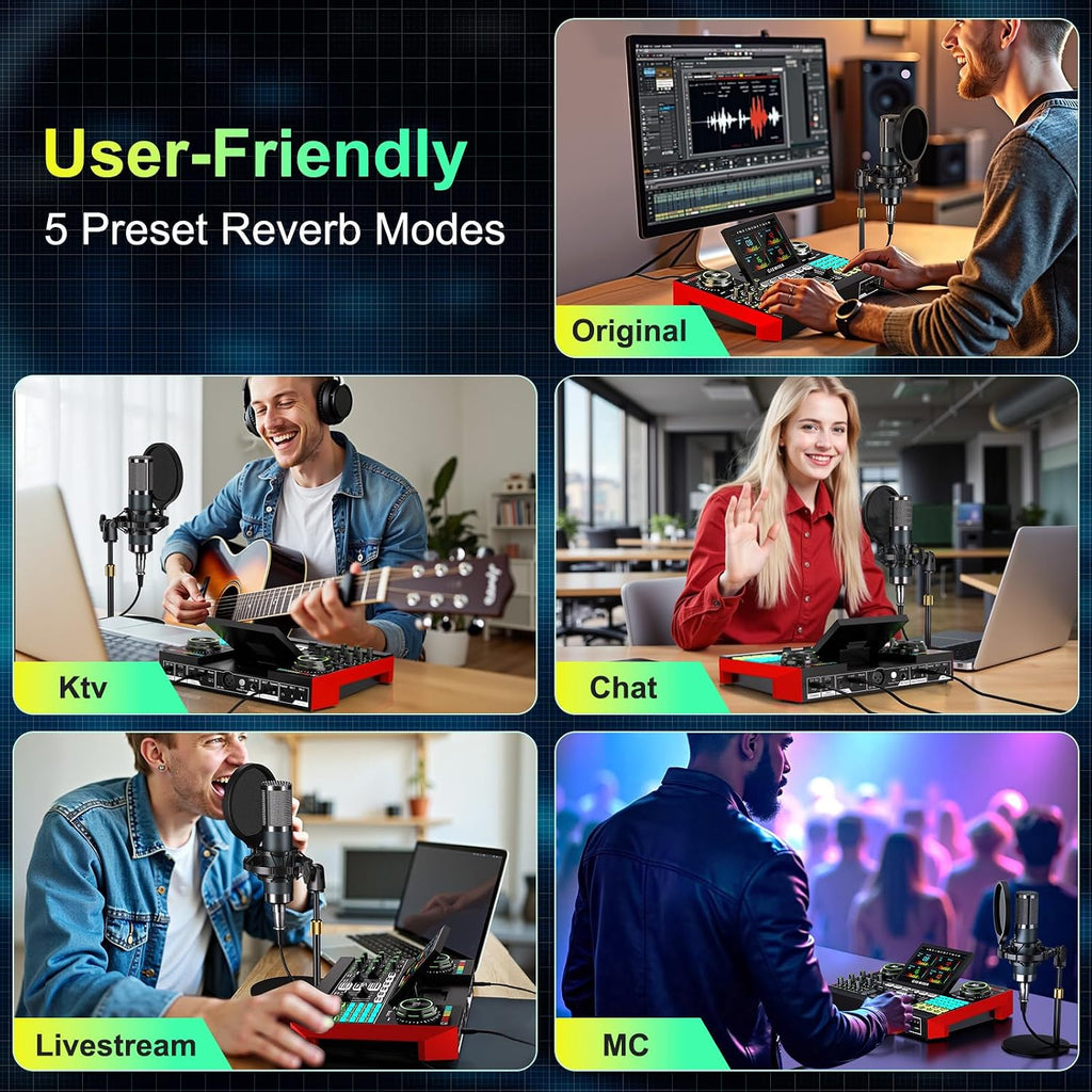 neculogy G10 Podcast Equipment Bundled with Audio Mixer Integrated Podcast Production Studio, Equipped with P15 Microphone, Used for Live Streaming, Podcast Recording PC,YouTube Recording