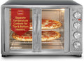 Elite Gourmet ETO-4510M French Door 47.5Qt, 18-Slice Convection Oven 4-Control Knobs, Bake Broil Toast Rotisserie Keep Warm, Includes 2 x 12' Pizza Racks, Stainless Steel