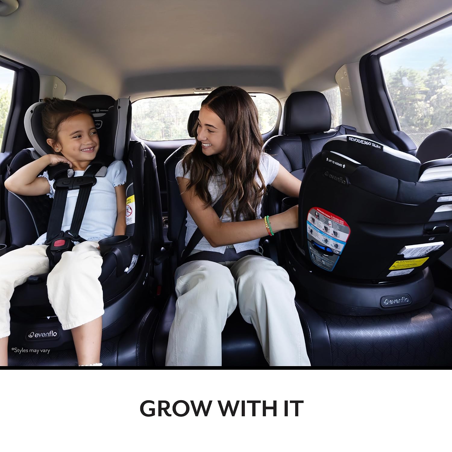 Evenflo Gold Revolve360 Slim 2-in-1 Rotational Car Seat with SensorSafe (Obsidian Black)
