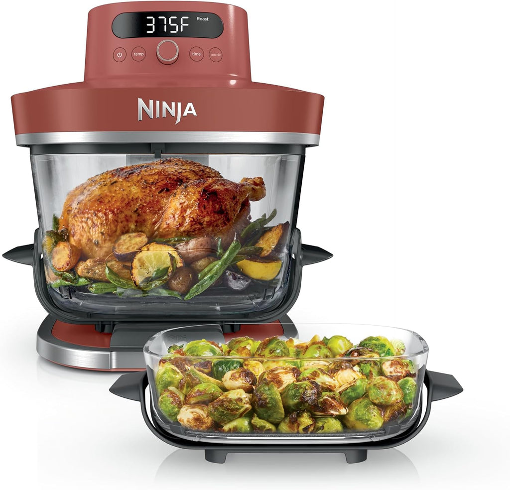 Ninja Crispi Pro 6-in-1 Glass Air Fryer | 450°F, Nontoxic, 6qt & 2.5qt Containers & Lids | Microwave, Freezer, Dishwasher Safe | Max Crisp, Air Fry, Bake, Roast, Recrisp, Dehydrate | Amber, AS101OR
