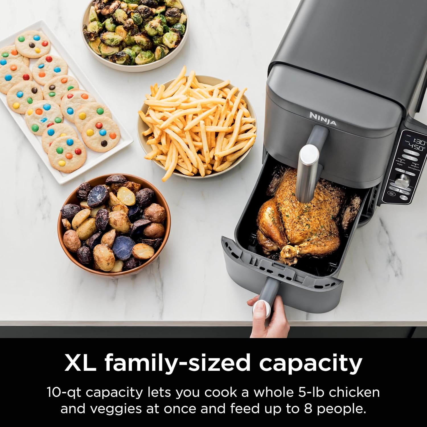 Ninja DoubleStack XL 2-Basket Air Fryer, Smart Cook System, DoubleStack Technology Cooks 4 Foods at Once, 10 QT, 6-in-1, Air Fry, Broil, Bake, Easy Meals, Easy Clean,Grey, SL401 (Renewed)