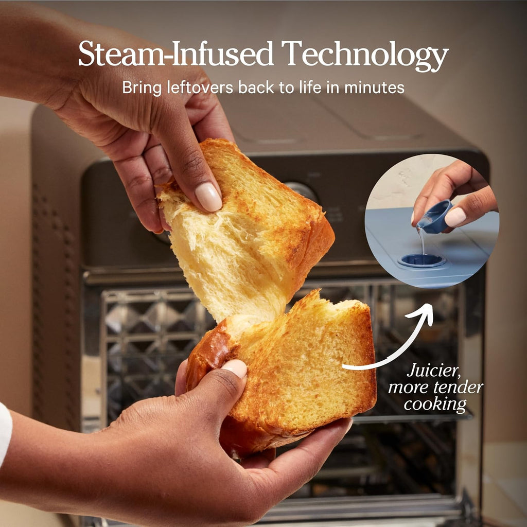 Our Place Wonder Oven | 6-in-1 Stainless Steel Air Fryer Toaster Oven Combo with Basket, Rack, Pan & Tray | Compact 13 QT Countertop Capacity - Toast, Roast, Bake, Reheat, Broil & Steam | Steam