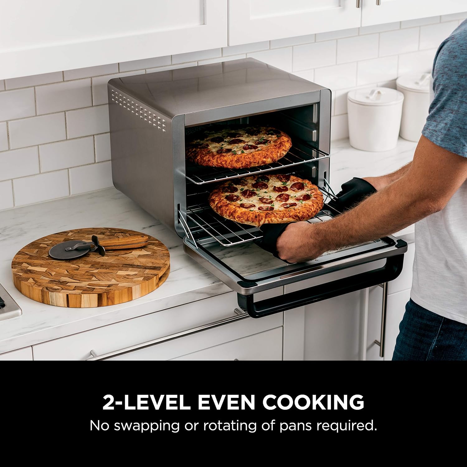 Ninja Air Fryer & Toaster Oven Combo | 10-in-1 Foodi XL Pro Air Fry Countertop Oven | Fit a 5-lb Chicken & Sheet Pan of Vegetables | Bake, Dehydrate, Toast & More |1800 Watts | Stainless Steel | DT201