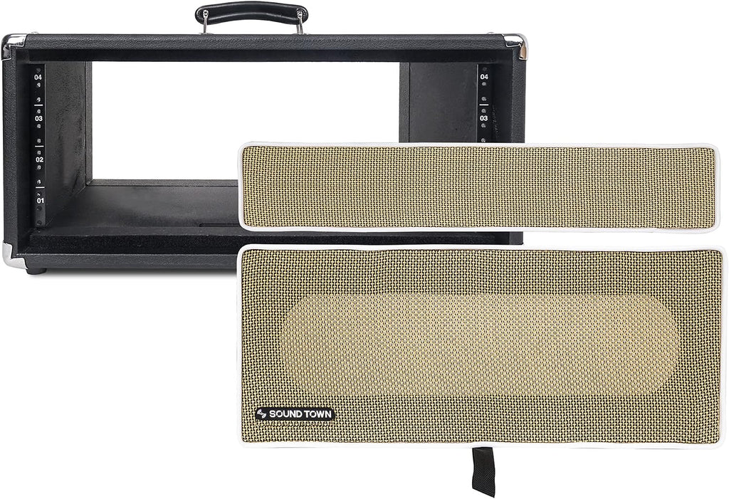 Sound Town Vintage 4U Amp Rack Case, 12.5' Depth with Rubber Feet, Dust Cover, Kickstand, Black (STVRC-4BK)