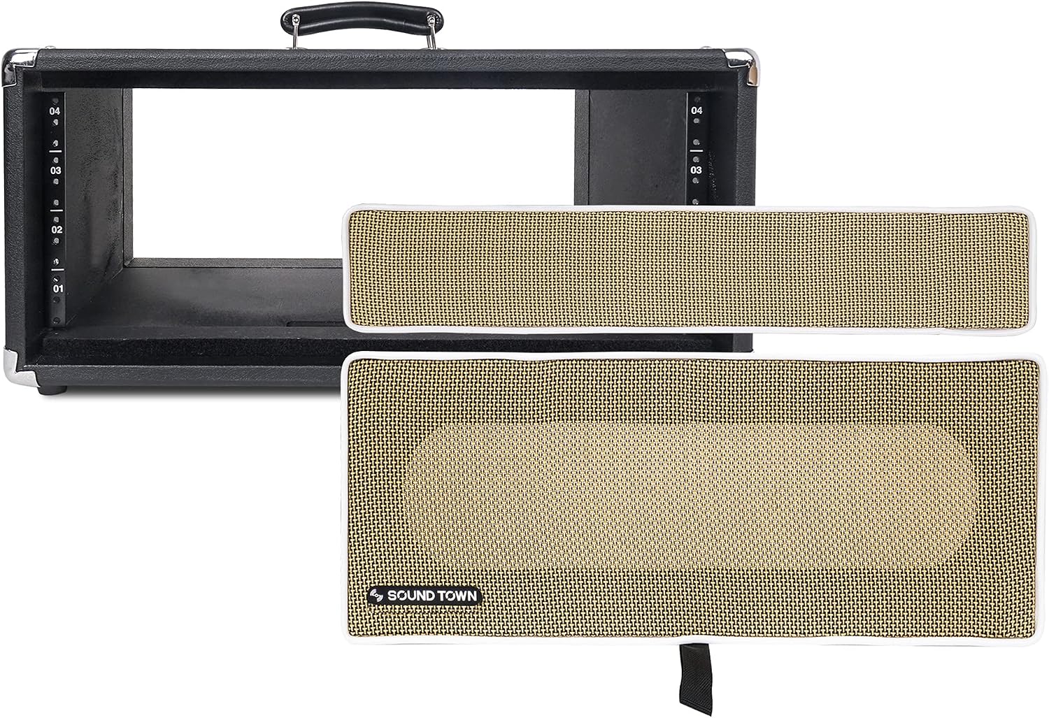 Sound Town Vintage 4U Amp Rack Case, 12.5' Depth with Rubber Feet, Dust Cover, Kickstand, Black (STVRC-4BK)