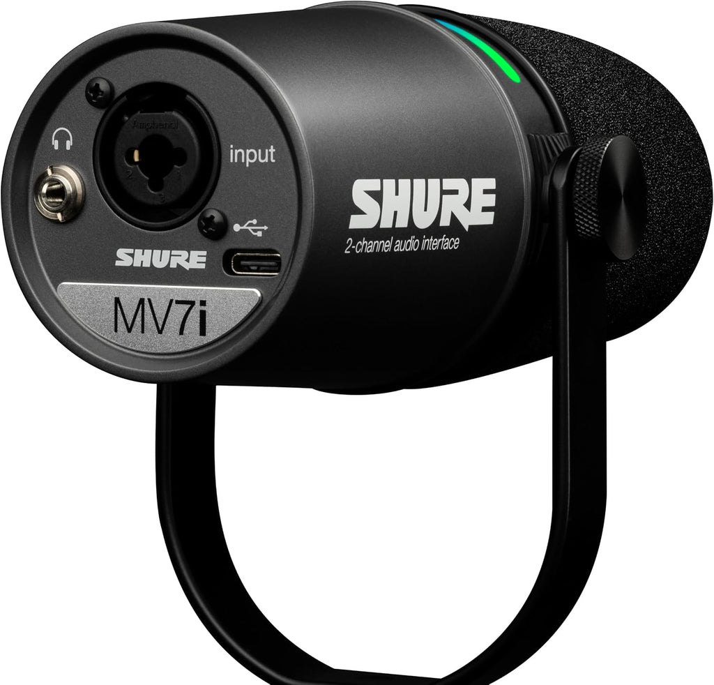 Shure MV7i Smart Microphone – USB-C & XLR Mic for Podcasting, Music & Streaming with Built-in Audio Interface, Auto Level Mode, Advanced DSP, All-Metal Design, Black