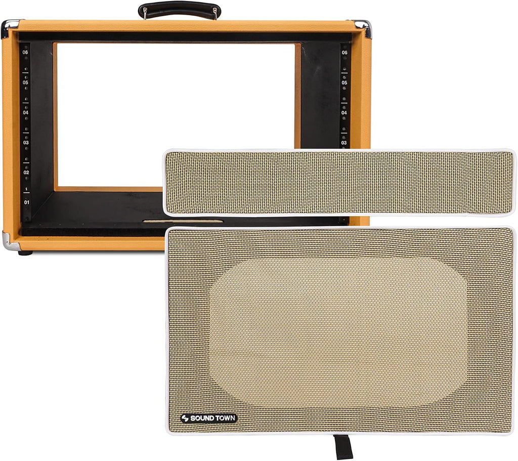 Sound Town Vintage 6U Amp Rack Case, 12.5' Depth with Rubber Feet, Dust Cover, Kickstand, Orange (STVRC-6OR)