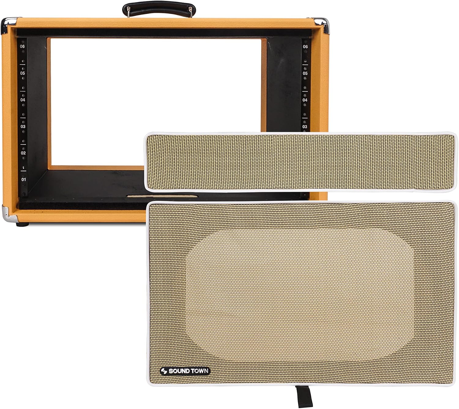 Sound Town Vintage 6U Amp Rack Case, 12.5' Depth with Rubber Feet, Dust Cover, Kickstand, Orange (STVRC-6OR)