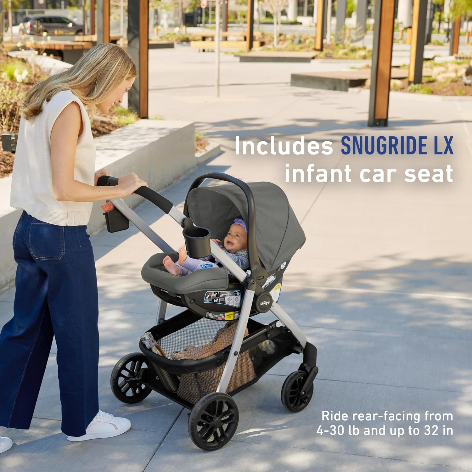 Graco® Modes Pramette Travel System, Includes Baby Stroller with True Pram Mode, Reversible Seat, One Hand Fold, Extra Storage, Child Tray and SnugRide 35 Infant Car Seat, Ontario