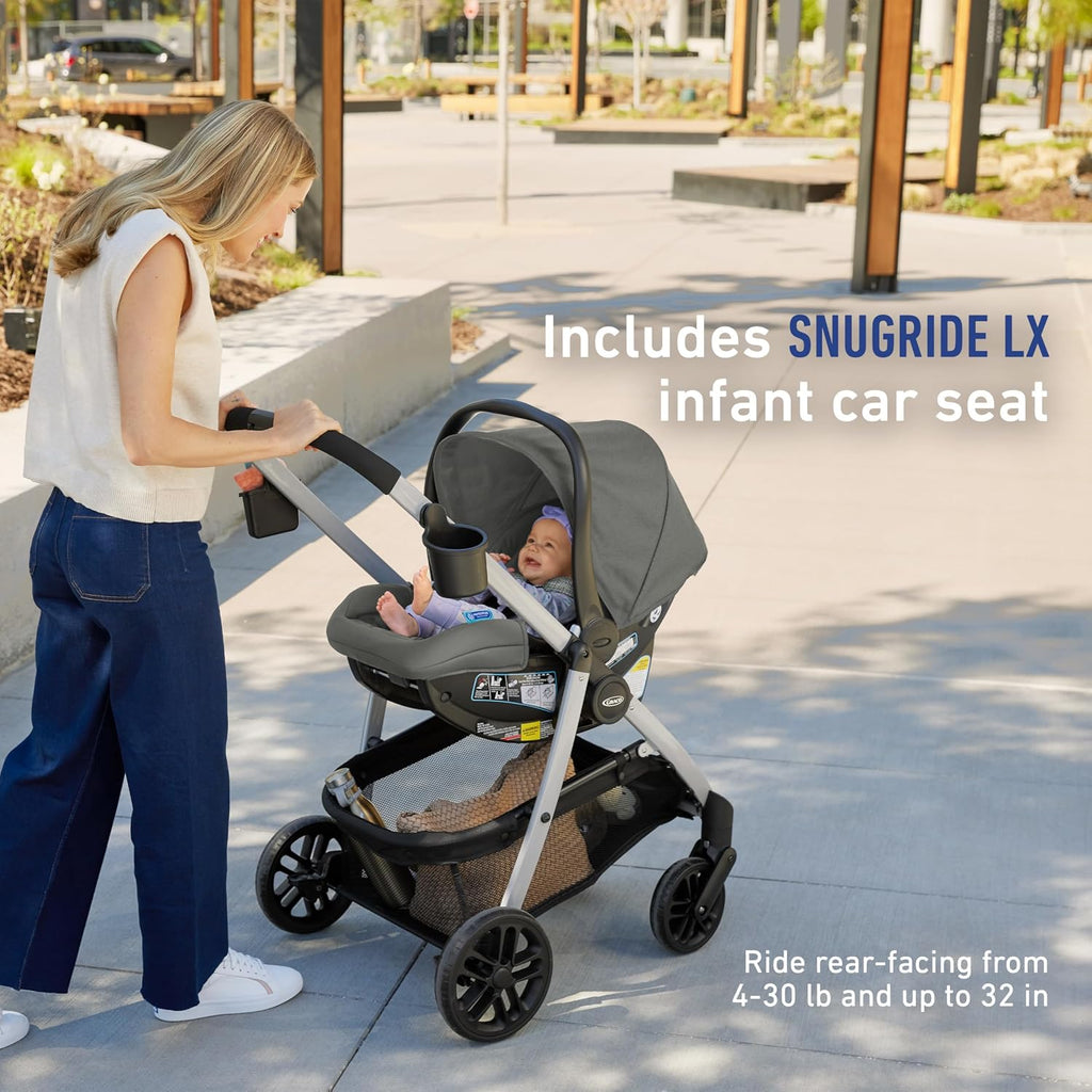 Graco® Modes Pramette 3-in-1 Travel System, Car Seat Stroller Combo, Rear Facing Infant Car Seat, Infant Pramette to Toddler Stroller, Lilac Mod