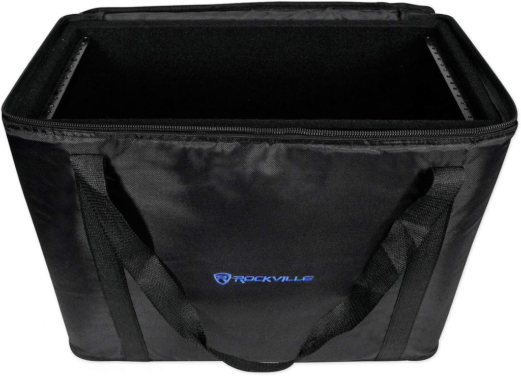 Rockville RRB55 5U Rack Bag Double-Sided Case, 16' Depth, Shoulder Strap, Zippered Pockets, Lightweight, Durable Nylon, for DJs and Live Sound Professionals