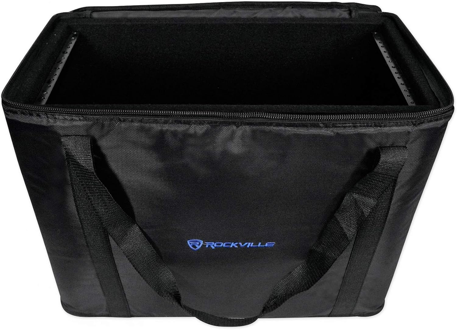 Rockville RRB55 5U Rack Bag Double-Sided Case, 16' Depth, Shoulder Strap, Zippered Pockets, Lightweight, Durable Nylon, for DJs and Live Sound Professionals