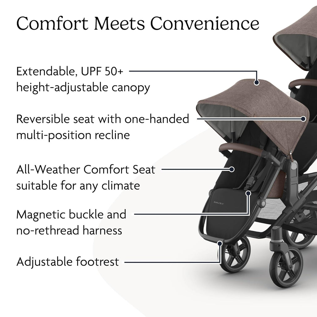 UPPAbaby RumbleSeat V3 Second Lower Seat - Compatible with Vista V2 and Vista V3 - All-Weather Seat + Magnetic Buckle – Adapters Included -Owen (Mocha Mélange)