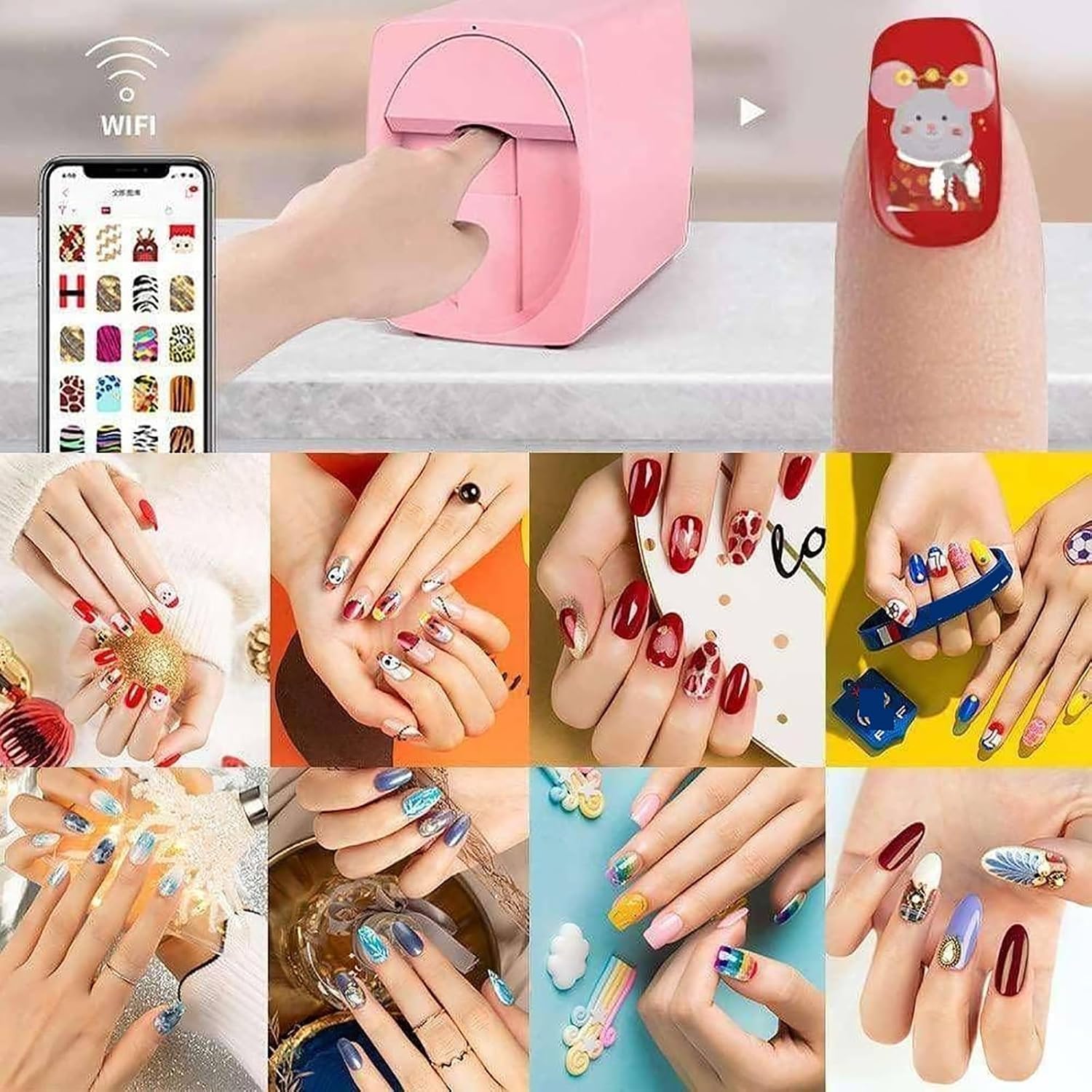 3D Nail Printer Robot - Smart Digital Nail Art Machine for Kids & Nail Salons, 1000+ Designs, Quick 30s Printing Time, Perfect for Nail Lovers & Manicure Enthusiasts