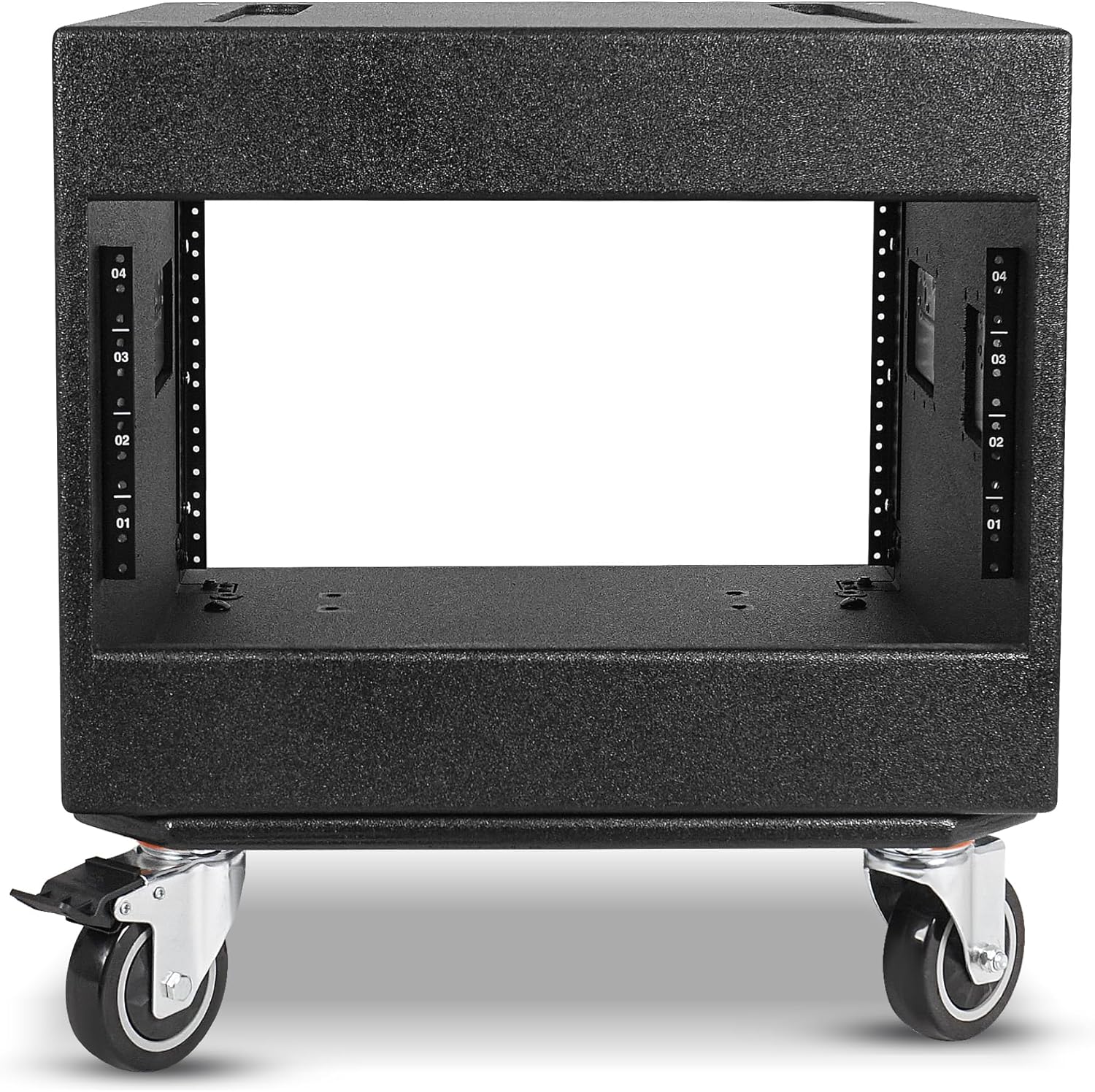 Sound Town 8U PA/DJ Rack/Road Case with 8-Space, Industry-Grade 0.7' (18mm) Plywood with Polyurea Coating, Rain Cover, Casters, 21.7' Rackable Depth - Pro Tour Grade (STRCP-8UW)